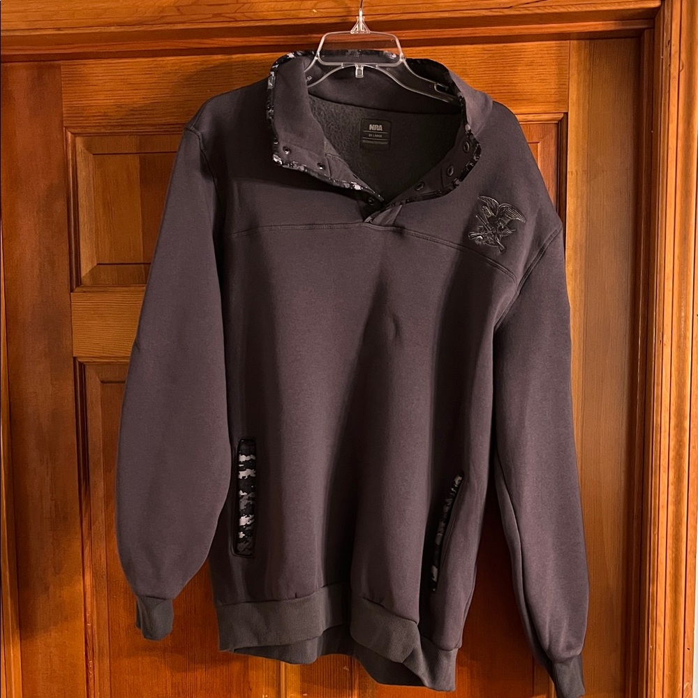 NRA gray Pullover Sweatshirt with Camouflage Accents